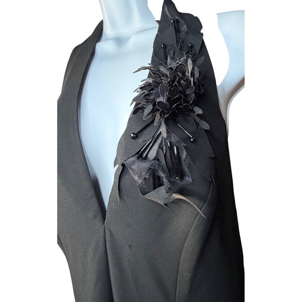 Miss Max Black Halter Evening Gown with Floral Appliqué Size 44 L - Picture 4 of 16
